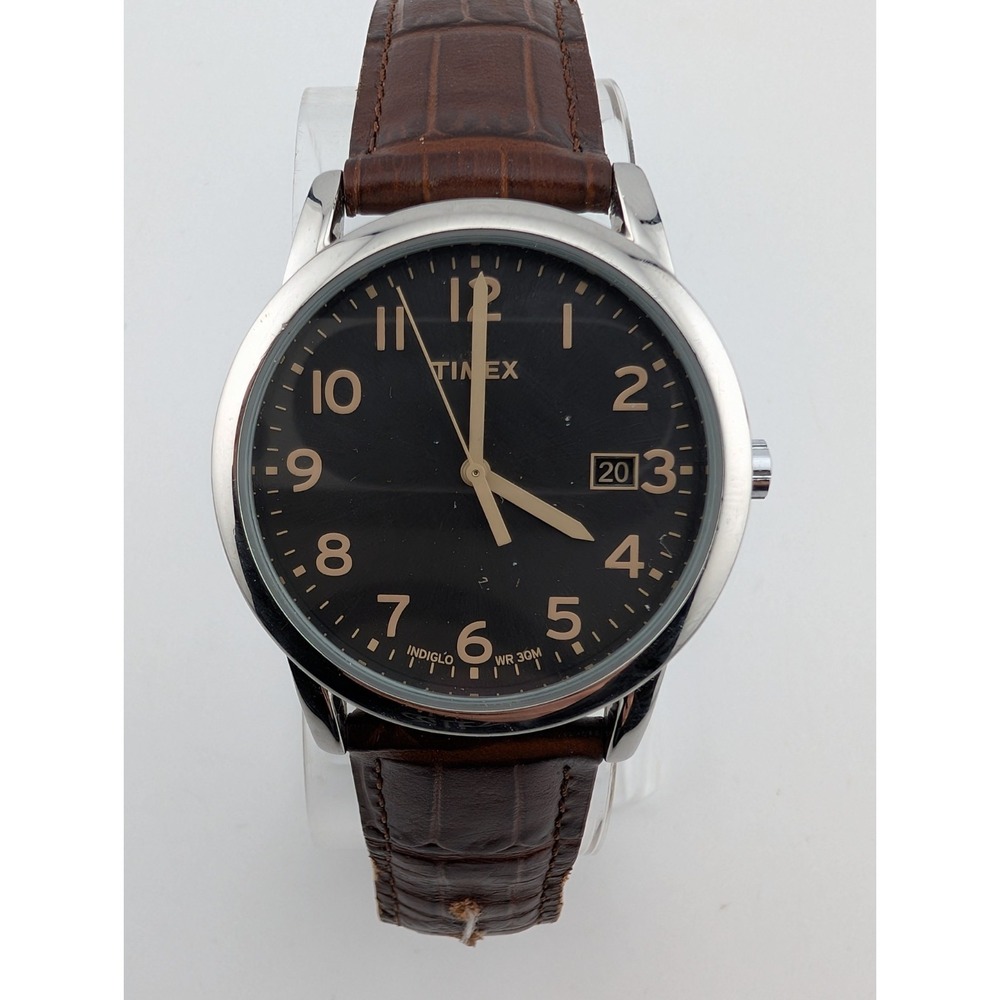 Timex South Street Watch Men 35mm Case Brown Croc Leather Band T2N948- Working